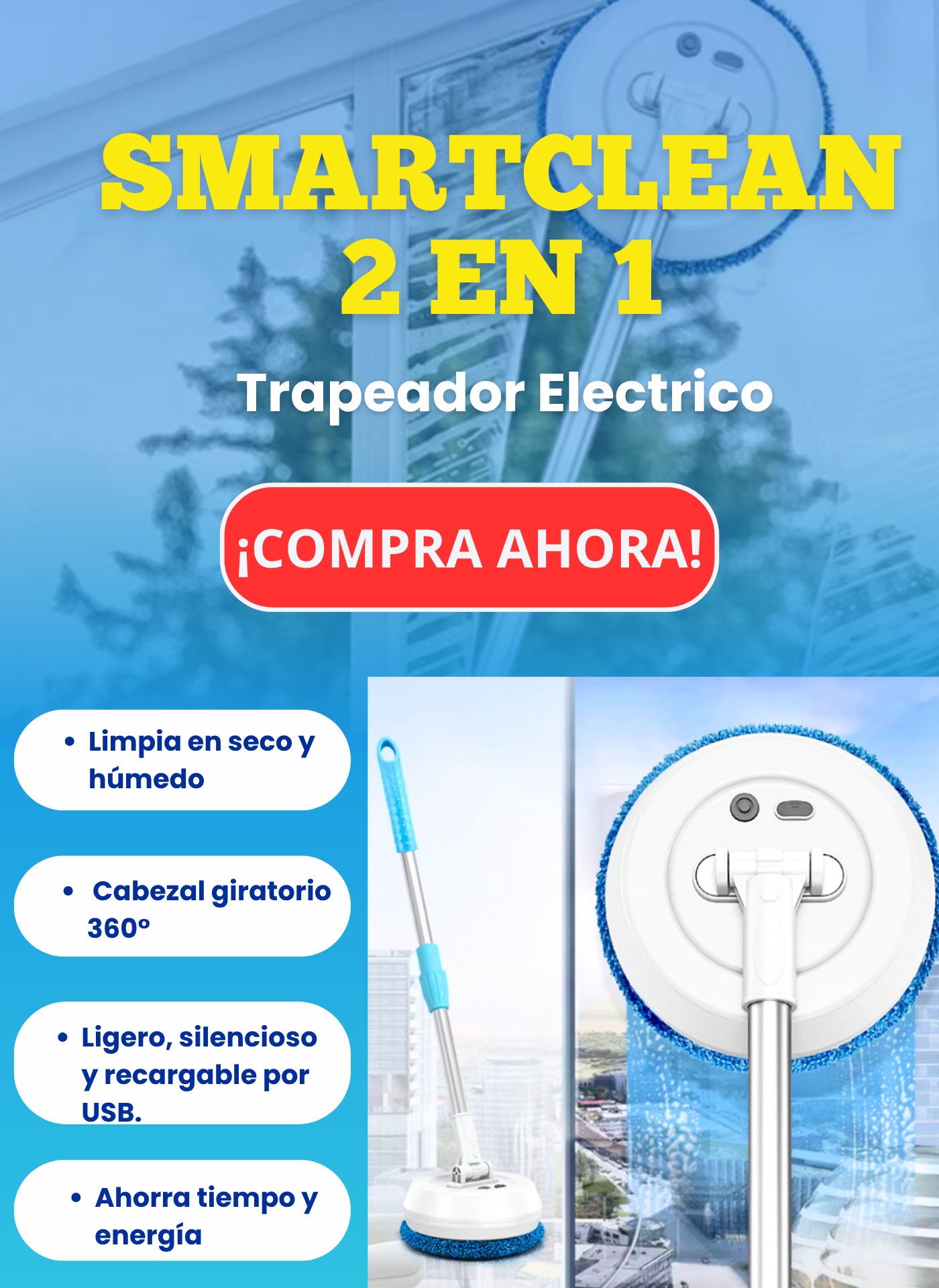 SMARTCLEAN 2 EN 1 - TRAPEADOR ELECTRICO